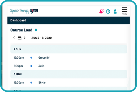 Graphic of the Caseload Management System in the Speech Therapy Plans dashboard.
